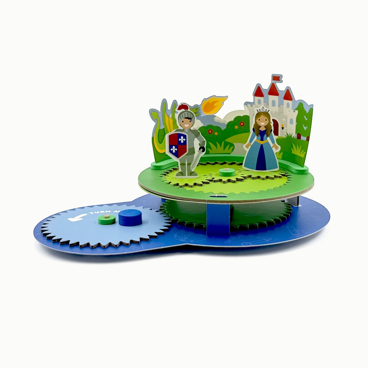 Gear Imagineer machine showing soccer stadium scene with player characters on the spinning platform