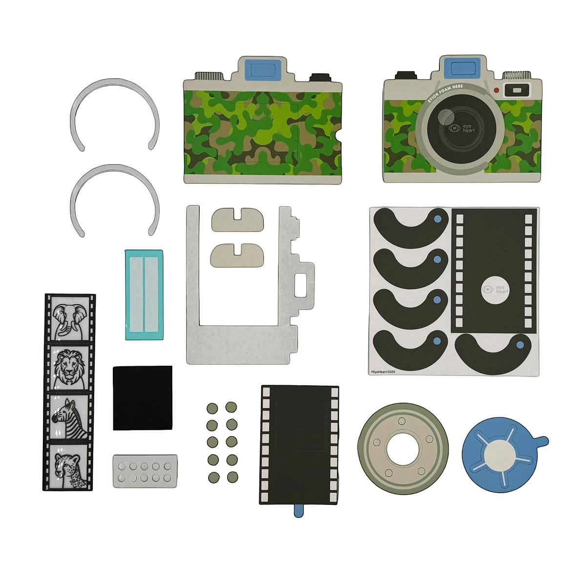 Assembled Sunlight Safari play camera with camouflage-pattern design